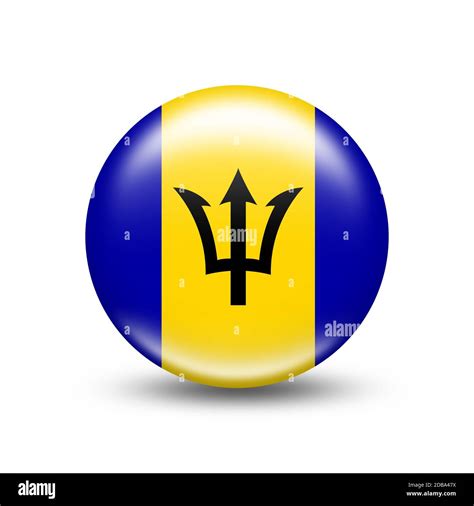 Barbados Country Flag In Sphere With White Shadow Illustration Stock