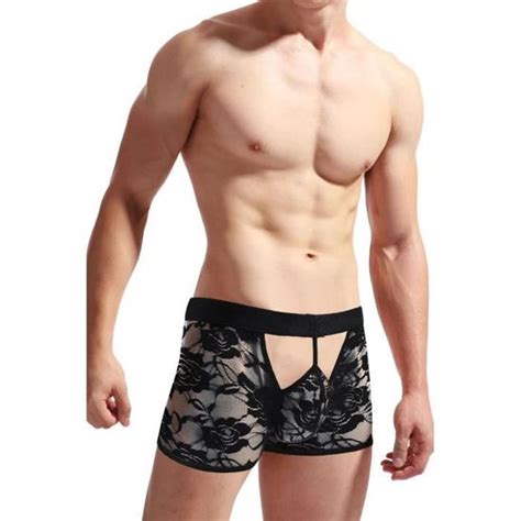 Boxer Sexy Fendu En Dentelle Pour Homme Noir Noir Cdiscount Pr T Porter