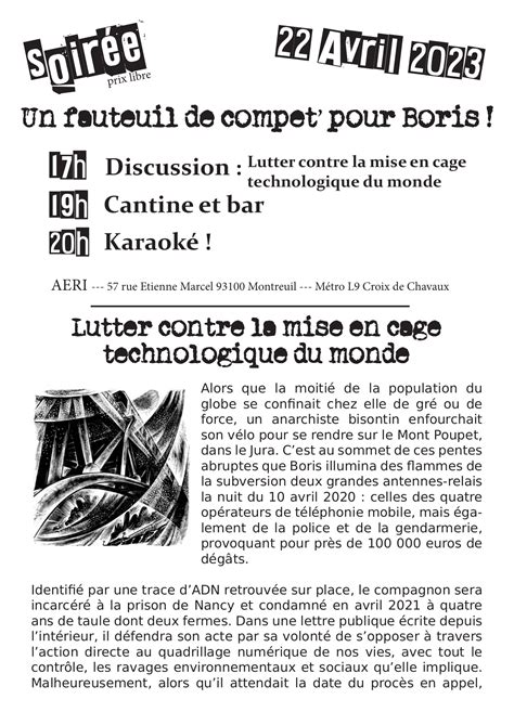 22 04 Montreuil Discussion Cantine Karaoké Un fauteuil de compet