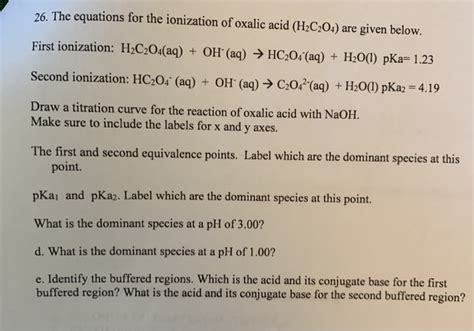 Solved 26 The Equations For The Ionization Of Oxalic Acid