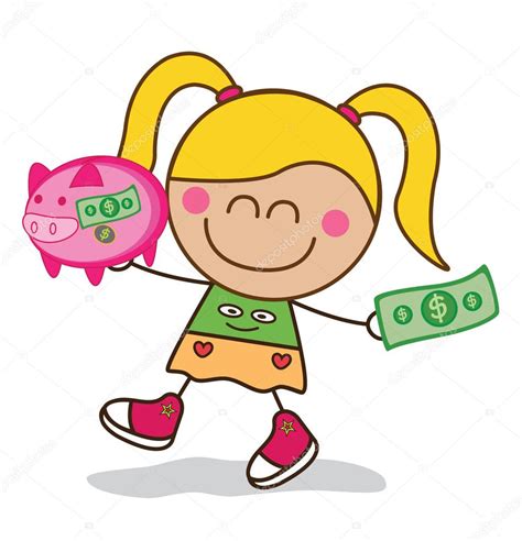 Girl Saving Money Piggy Bank — Stock Vector © Redrockerz99 70492165