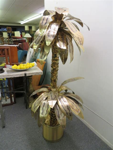 Giant Curtis Jere Sculptural Brass Palm Tree Torch Cut Mid Century