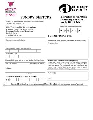 Fillable Online Wrexham Gov Sundry Debtors Wrexham County Borough