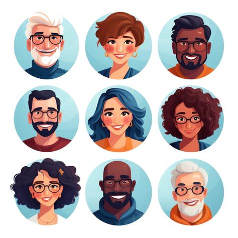 Premium Ai Image A Collection Of Vector Avatars Featuring Various