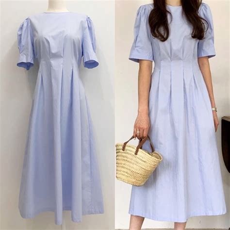 NEW Dress Terusan Light Baby Sky BLUE BIRU Awan Muda Pastel Lilac