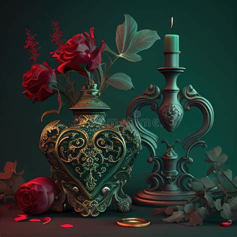 Gothic Valentine Still Life Ai Generative Ai Generated Illustration