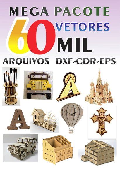 Super Pacote Arquivos Dxf Cdr Eps Corte Laser Cnc Elo