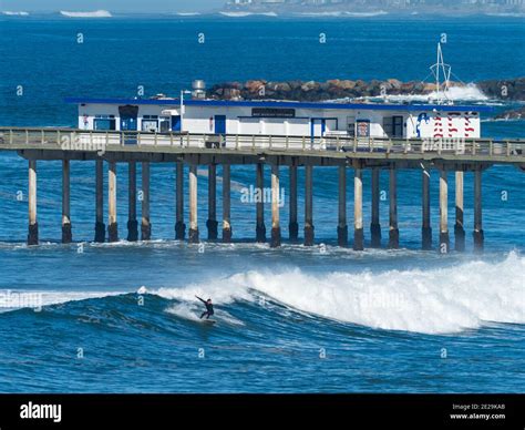 Huge Waves Near Ocean Beach Pier San Diego California With A Large