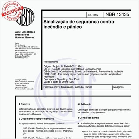 ABNT NBR 13435 NBR13435 Sinalização de segurança contra incêndio e