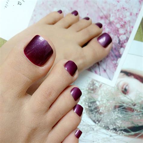 Purple Fake Toenails 24pcs Lilac Glue On Toe Nails False Nails With Glue On Toenails Press On