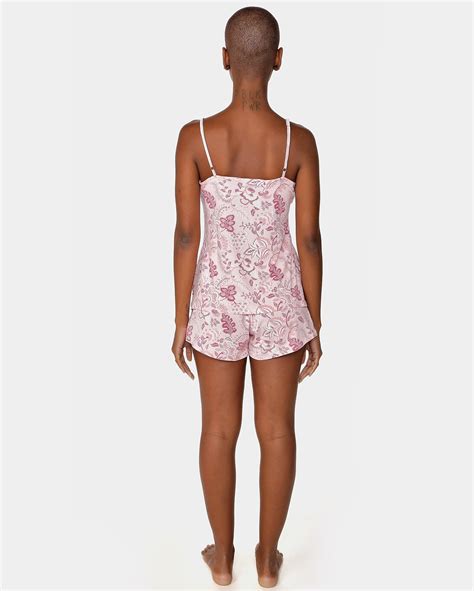 Riachuelo Short doll folhagens alças finas rosa Riachuelo