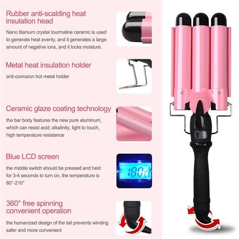 Buy Barrel Curling Iron Wand With Lcd Temperature Display Barrel