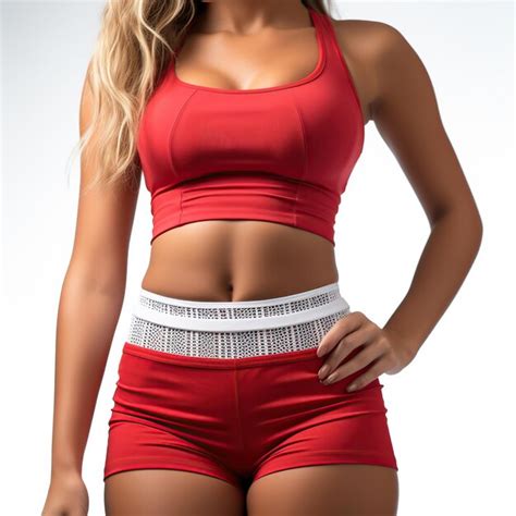 Mujer Sexy En Bikini Sobre Fondo Rojo Foto Premium