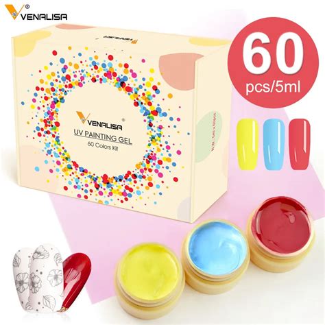 Venalisa 60 Colors Gel Paint Set Pure Color Uv Led Gels Nails Kit 5ml