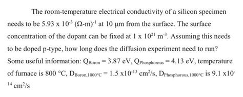 Solved The Room Temperature Electrical Conductivity Of A