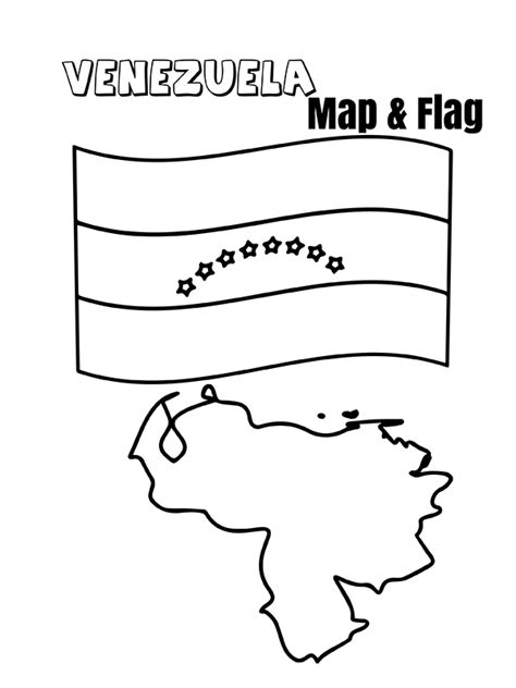 Venezuela Map And Flag Färbung Seite Kostenlose Druckbare Malvorlagen Für Kinder