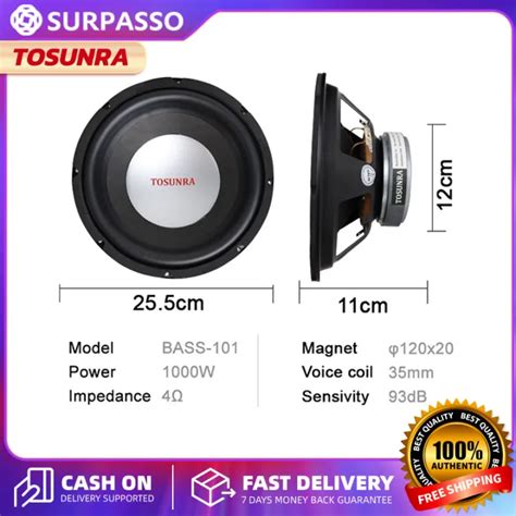 Tosunra Subwoofer Inch Watt Sub Woofer Super Bass Audio Speaker