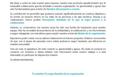 Carta De Agradecimiento A Una Empresa Descargar Word