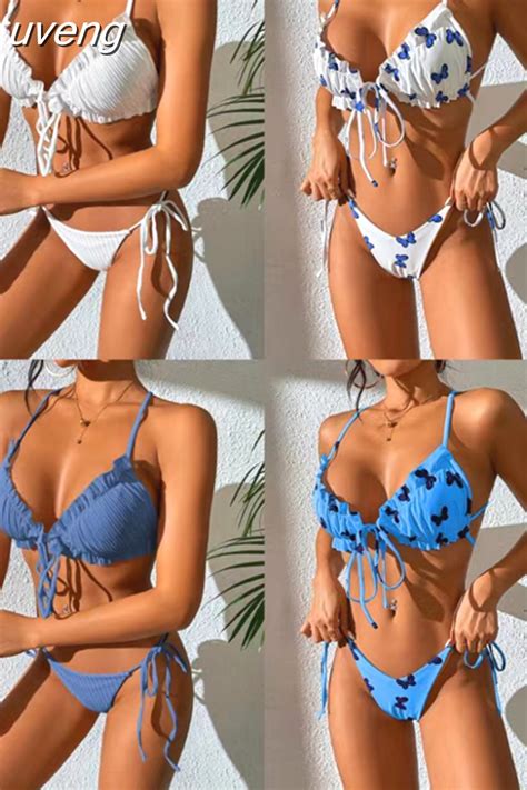 Uveng Micro Bikini Swimsuit Women Swimwear Push Up Bikini Set