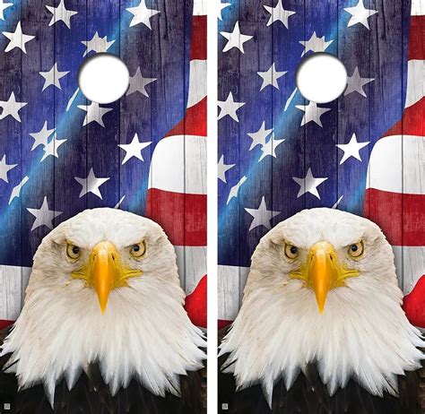 Kt Cornhole Wraps Bald Eagle American Flag Backgound Adult S Cornhole Board Wraps Free Laminate