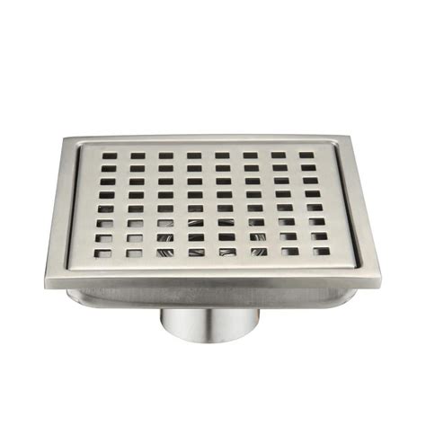 Flynama 6 In Square Shower Floor Drain In Brushed Nickel Dj Th Fd106ns