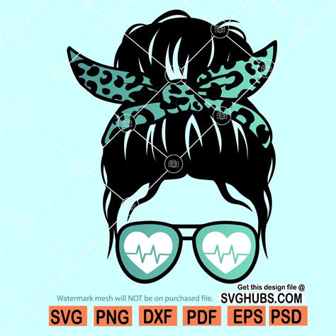 Nurse Messy Bun Svg