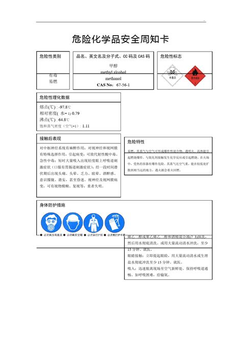 危险化学品安全周知卡常规的31种 Msdsword文档在线阅读与下载无忧文档