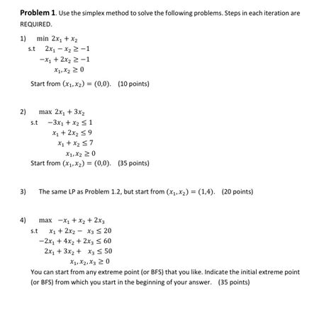 Solved Problem 1 Use The Simplex Method To Solve The