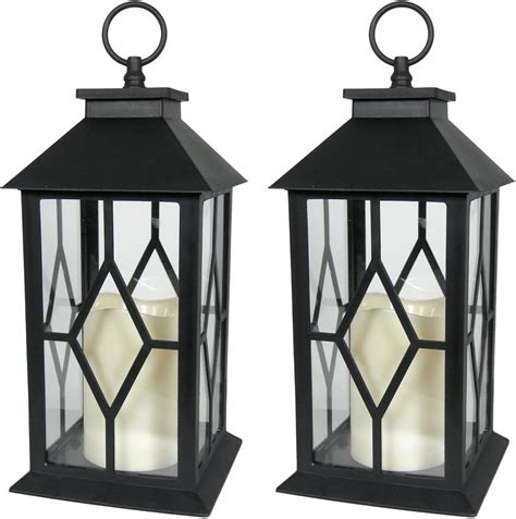 Banberry Designs Decorative Lanterns Black Decorative Lantern With A Flameless Led Pillar