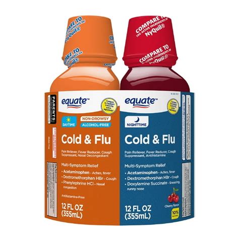 Equate Daytime & Nighttime Cold & Flu Relief; Cold Medicine Combination ...