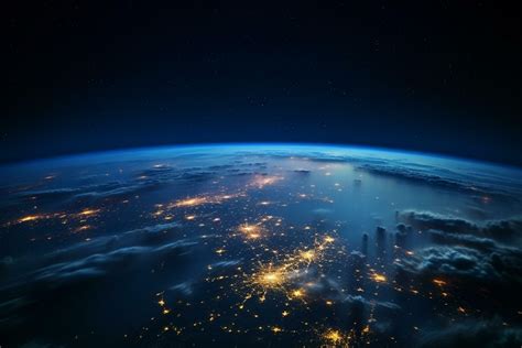 Night view of planet Earth from space. Elements of this image furnished ...