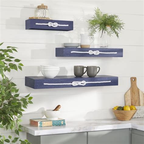 Blue Wood Contemporary Wall Shelf X X Icuracao Espa Ol