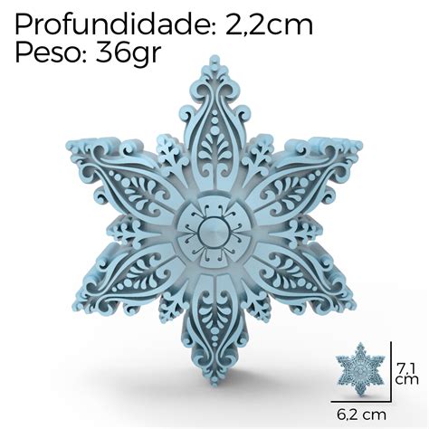 Forma De Silicone Floco De Neve Natalino C Arabescos