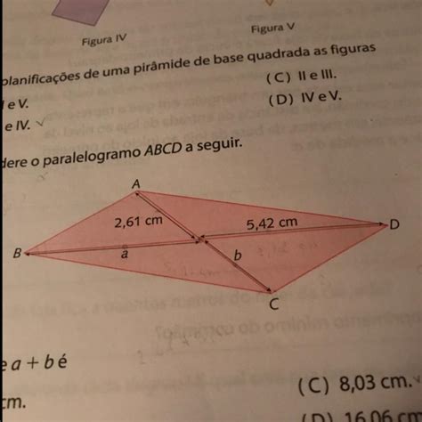 Considere O Paralelogramo Abcd A Seguir O Valor De A B é A 2 61 Cm