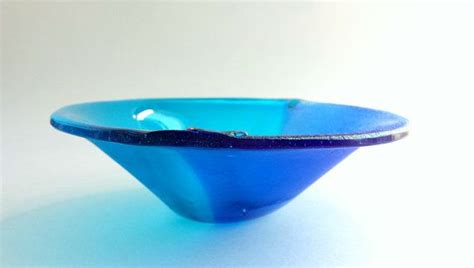 Turquoise Blue Fused Glass Bowl Iridized Fused Glass Serving Bowl Art Glass Bowl In Shades