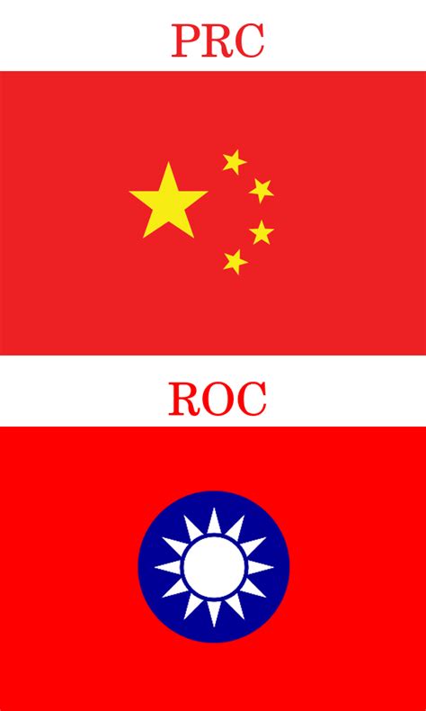 The Prc And Roc Flags But With Their Symbols Centred Vexillology