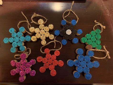 Glittery Wine Cork Snowflake Christmas Ornament DIY Crafts