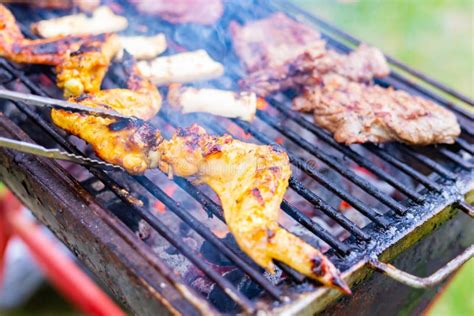 Cooking Bbq Meat At Festival Outdoor In Park Stock Photo Image Of