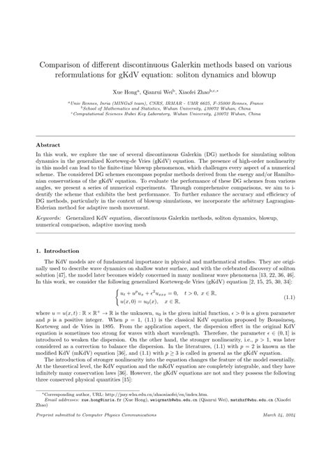 PDF Comparison Of Different Discontinuous Galerkin Methods Based On