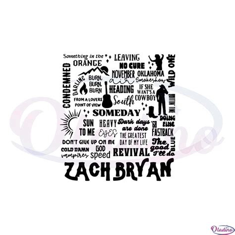 Zach Bryan Country Music Song SVG Graphic Designs Files