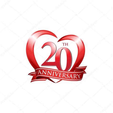 20th anniversary logo red heart Stock Illustration by ©ariefpro #86351340