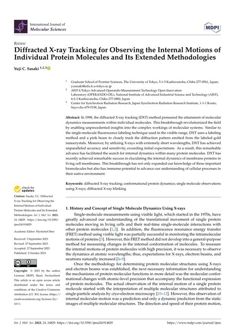 Pdf Diffracted X Ray Tracking For Observing The Internal Motions Of