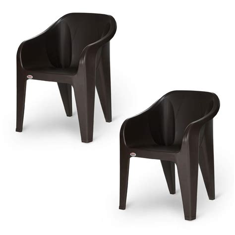 Supreme Futura Plastic Chairs For Home And Office Set Of 2 Wenge