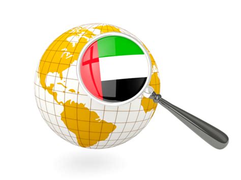 Magnified Flag With Globe Illustration Of Flag Of United Arab Emirates