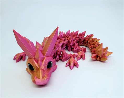 Crystal Baby Dragon Articulated Fidget Toy Flexi Dragon Desktop
