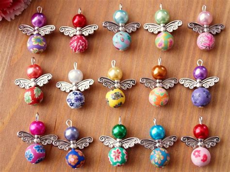 15x Handmade Angel Fairy Charms Pendants Clay Flower Beads Colours May