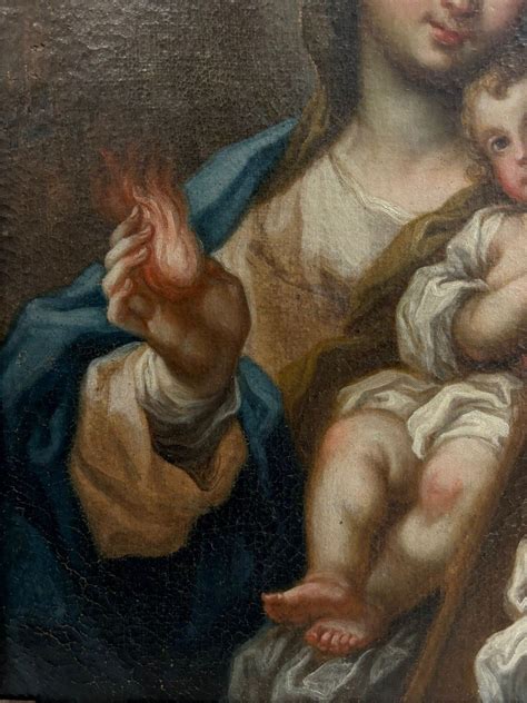 Proantic Olio Su Tela Raffigurante Madonna Con Bambino