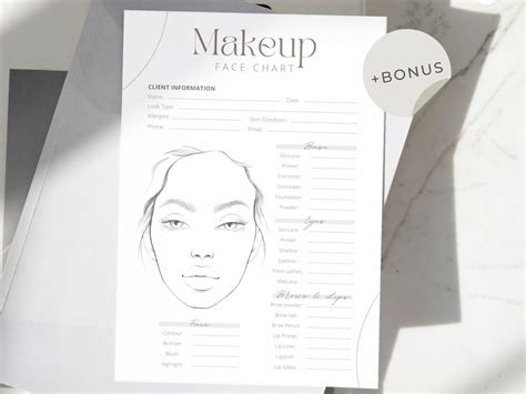 Makeup Face Chart Canva Makeup Artist Consultation Form Template