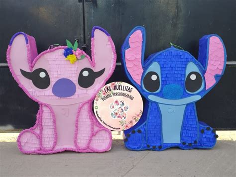 Piñata Stich Rosa Azul Artesanías navideñas Piñatas Piñatas redondas