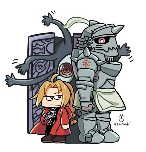 Edward Elric Alphonse Elric And Truth Fullmetal Alchemist Drawn By